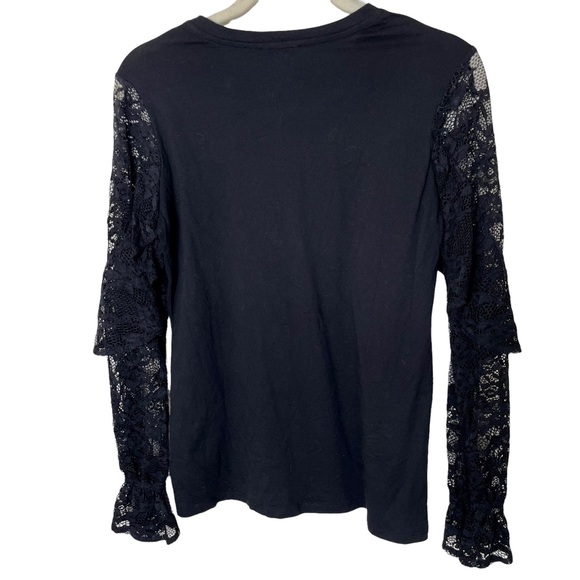 Stella & Dot Black Cotton Blend Belle Lace Long Sleeve Top XS - Picture 3 of 7